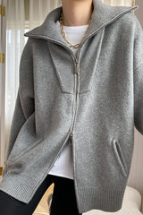 Double Zipper Shawl Collar Sweater