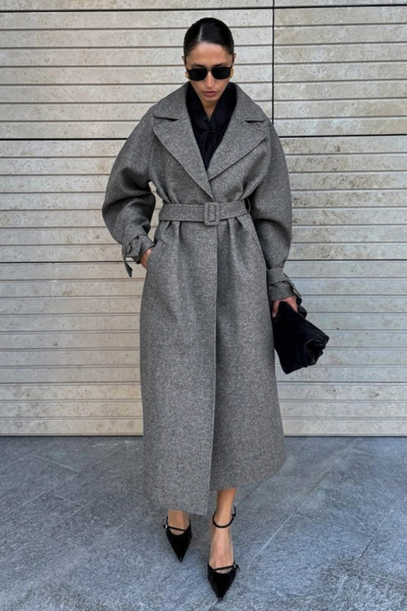 Long Belted Relaxed Overcoat Main image