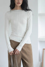 Semi-Sheer Unique Fitted Knit Top