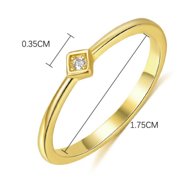 Sterling Silver Square Geometric Zirconia Ring