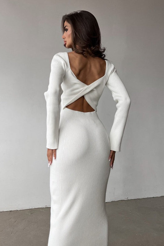 Solid Slim Convertible Backless Sweater Dress Secondary image