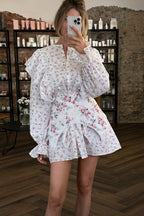 Romantic Ruffled Long Sleeve Mini Floral Dress