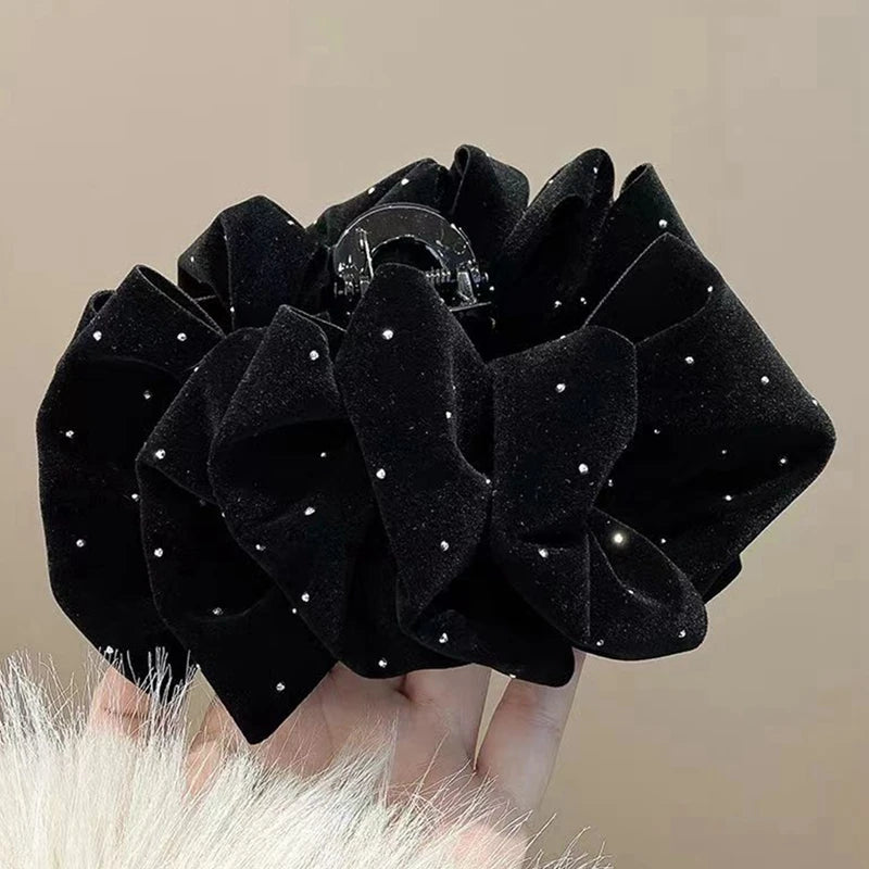 Large Size Winter Velvet Multi-Layered Bow Temperament Headwear Christmas Hair Accessory