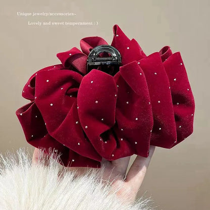 Large Size Winter Velvet Multi-Layered Bow Temperament Headwear Christmas Hair Accessory