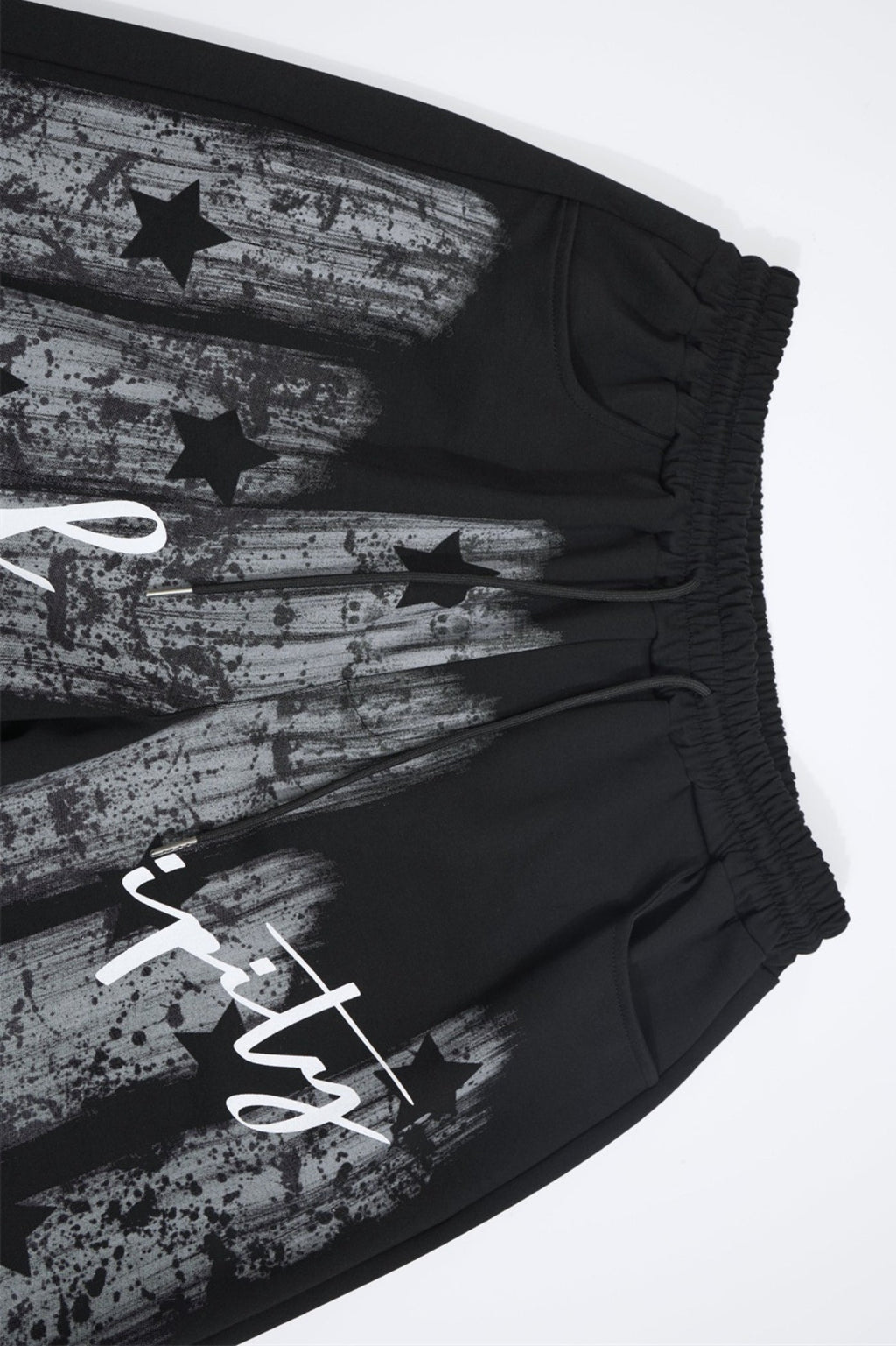 Distressed Script Graphic Wide Leg Sweatpants