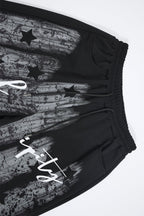 Distressed Script Graphic Wide Leg Sweatpants