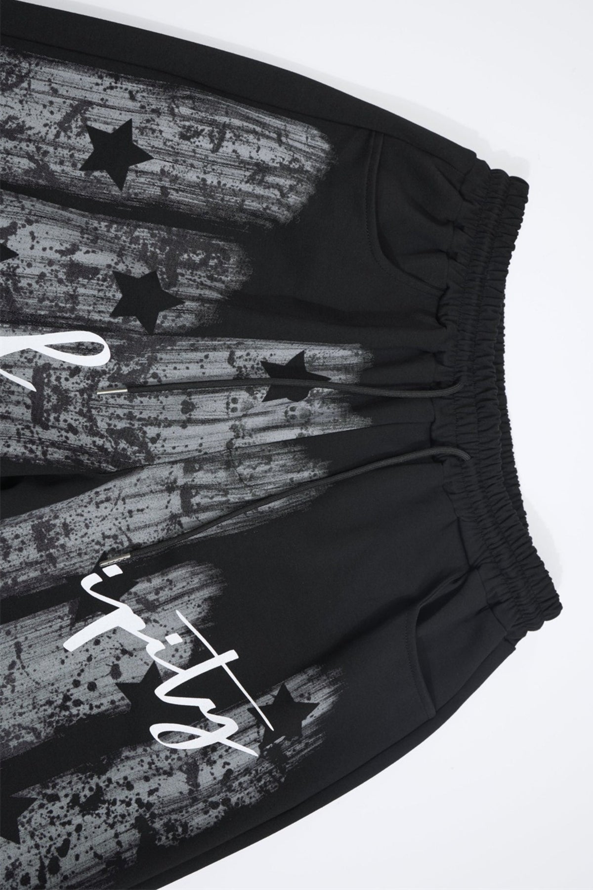 Distressed Script Graphic Wide Leg Sweatpants
