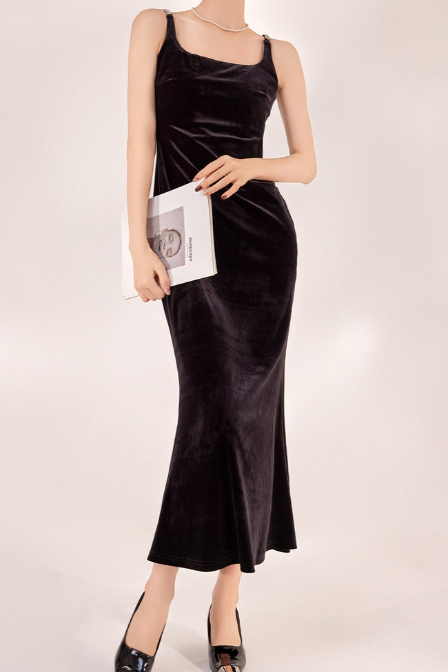Sexy Velvet Strappy Backless Maxi Dress Main image