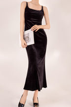 Sexy Velvet Strappy Backless Maxi Dress