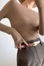 Fine Gauge Wool Ripple Stitch Knit Top