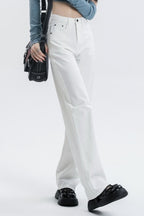 Casual Fleece Lined High Waist Straight Jeans