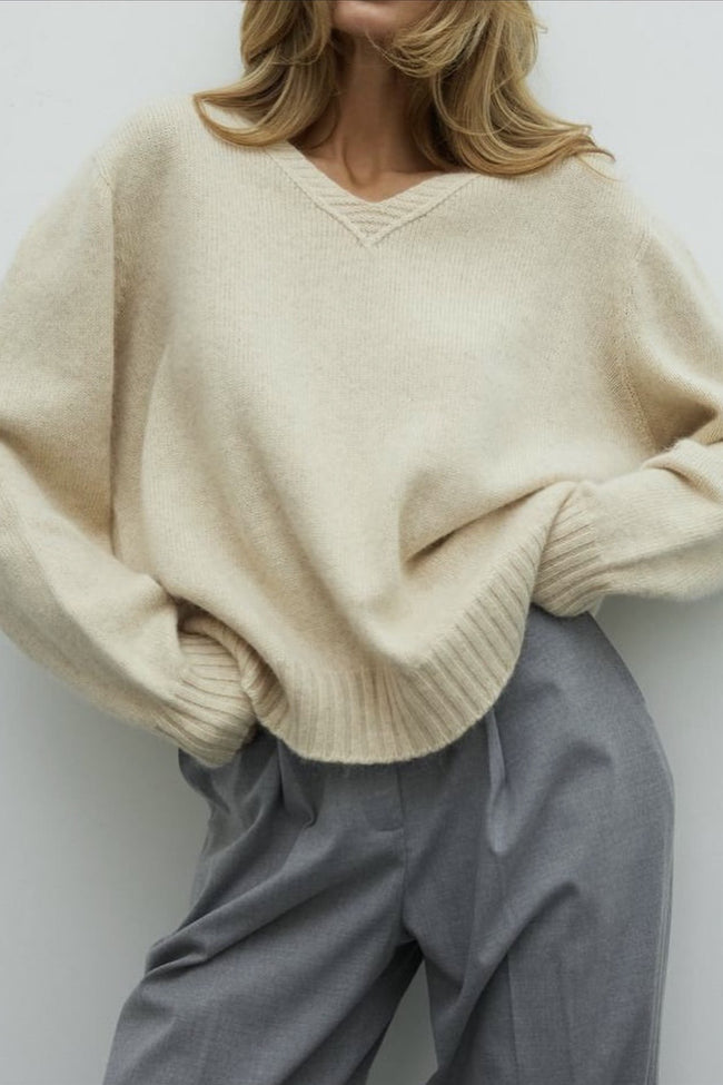 Soft V Neck Relaxed Fit Sweater Main image