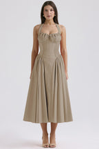 Floral Halter Lace Trim Long Sleeveless Prom Dress