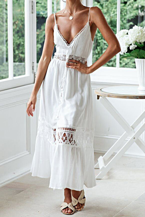 Lace Trim Sheer Flowy Boho Dress Secondary image