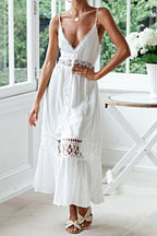 Lace Trim Sheer Flowy Boho Dress