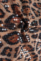 Sequin Leopard Lace Midi Cocktail Dress