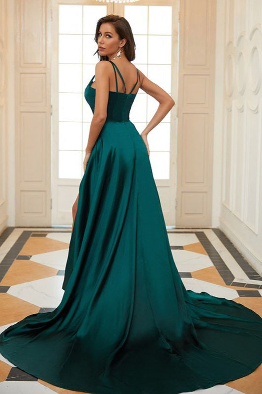 Satin Slit Maxi Formal Dress