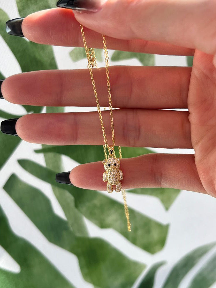 Crystal Bear Necklace Jewelry