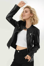 Fitted PU Biker Style Jacket