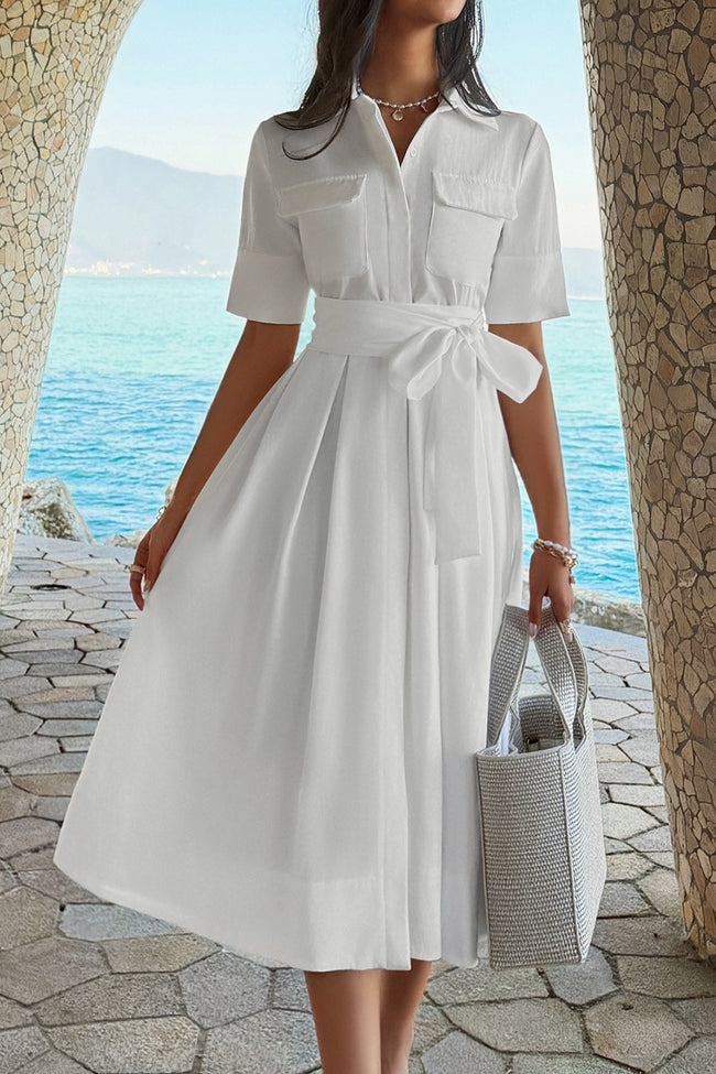 Casual Lapel Shirt Silhouette Loose Fit Midi Dress Main image