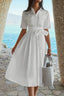 Casual Lapel Shirt Silhouette Loose Fit Midi Dress