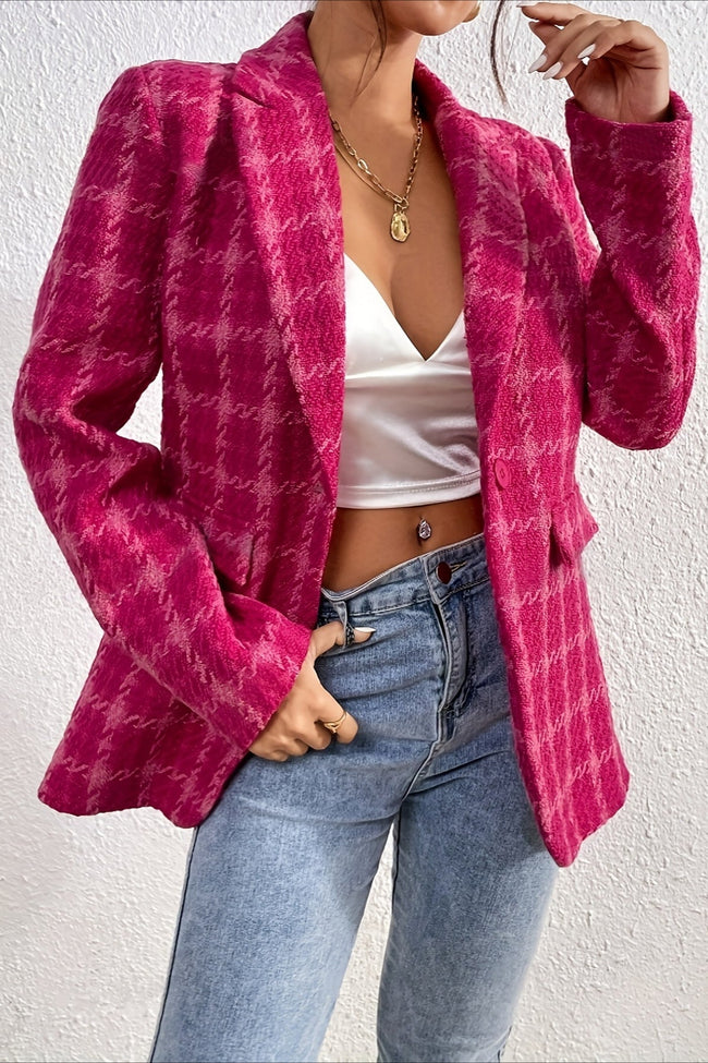 Red Plaid Elegant Blazer Coat Red / S coats Main image