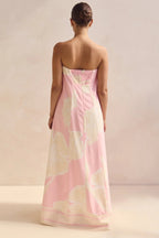 Strapless Printed Off Shoulder Maxi Boho Dress