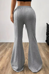 Solid Color Flare Casual Sweat Pants