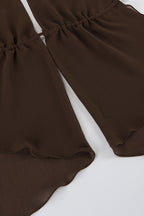 Sexy Cinched Brown Chiffon Halter Top