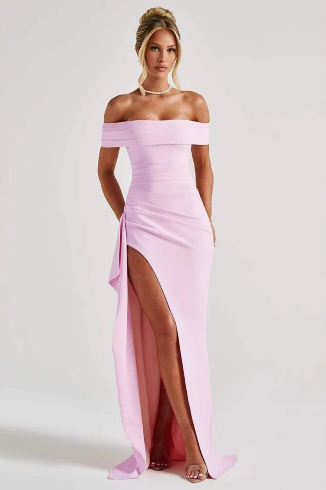 Off Shoulder Slit Party Formal Dress Secondary image