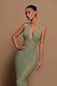 Sequin Plunging Halter Formal Dress