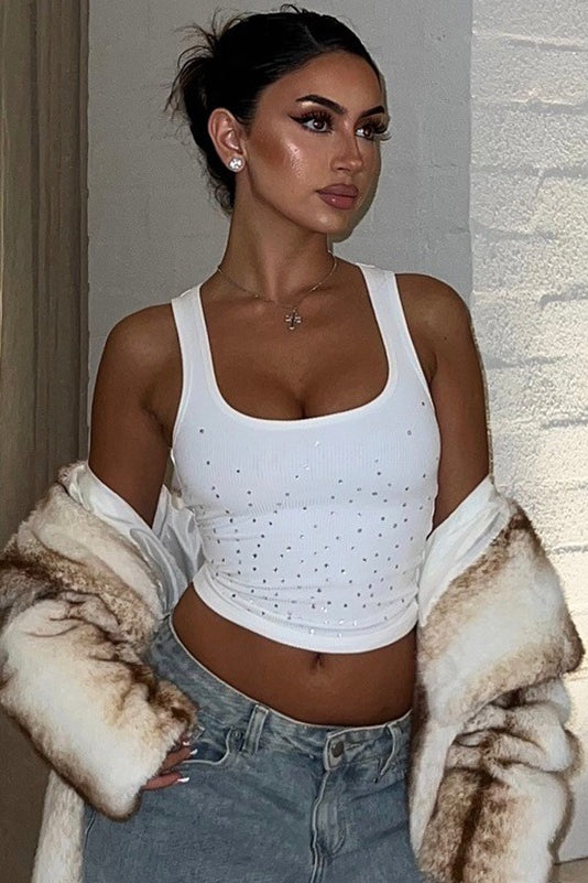 Sexy Rhinestone Spaghetti Strap Tank Top Main image