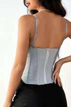 Paneled Corset Lace Up Chic Cotton Tube Top