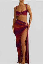Sexy Backless Hollow Beach Maxi Dress Set