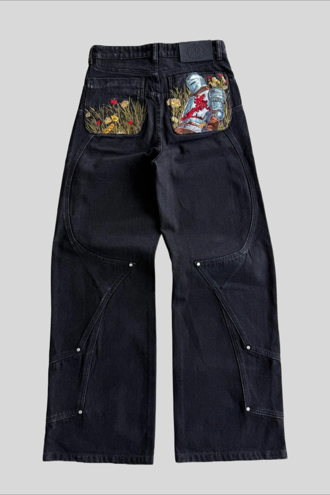 Knight Floral Embroidered Wide Leg Jeans Main image