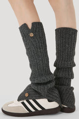 Button Knit Foldover Leg Warmers