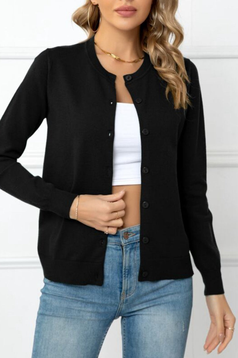 Solid Color Knit Cardigan