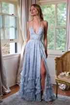 Elegant Floral Print Sleeveless Maxi Party Dress