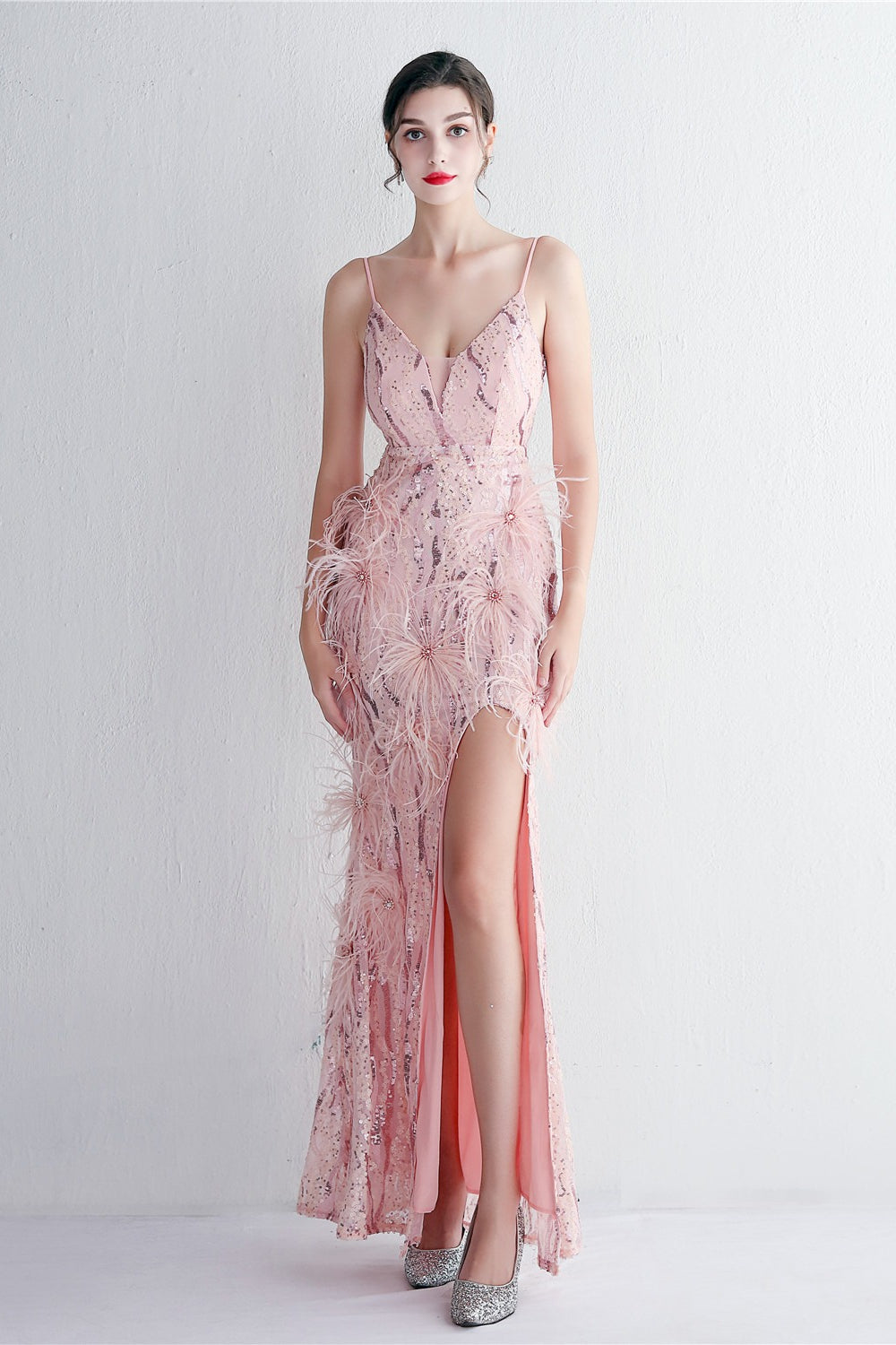 Intricate Beadwork Figure Hugging Gown Formal Dress