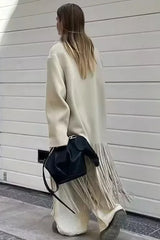 Tassel Accent Extended Length Overcoat