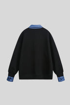 Layered Polo Collar Half Zip Oversized Sweatshirt