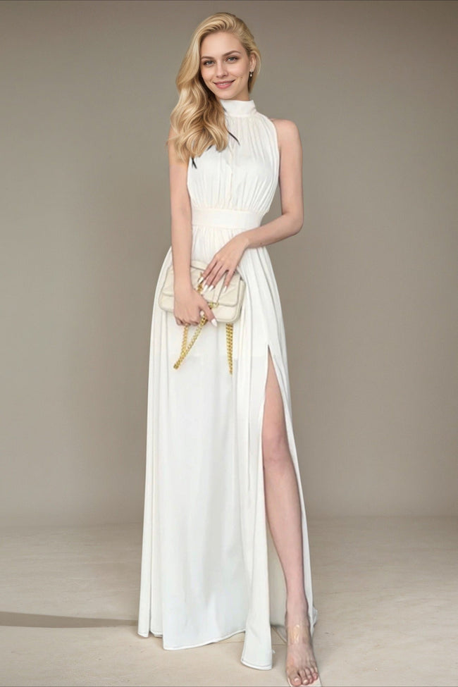 Elegant Sleeveless Evening Maxi Dress S / White Main image