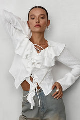 Elegant Long Sleeve Crepe Blouse