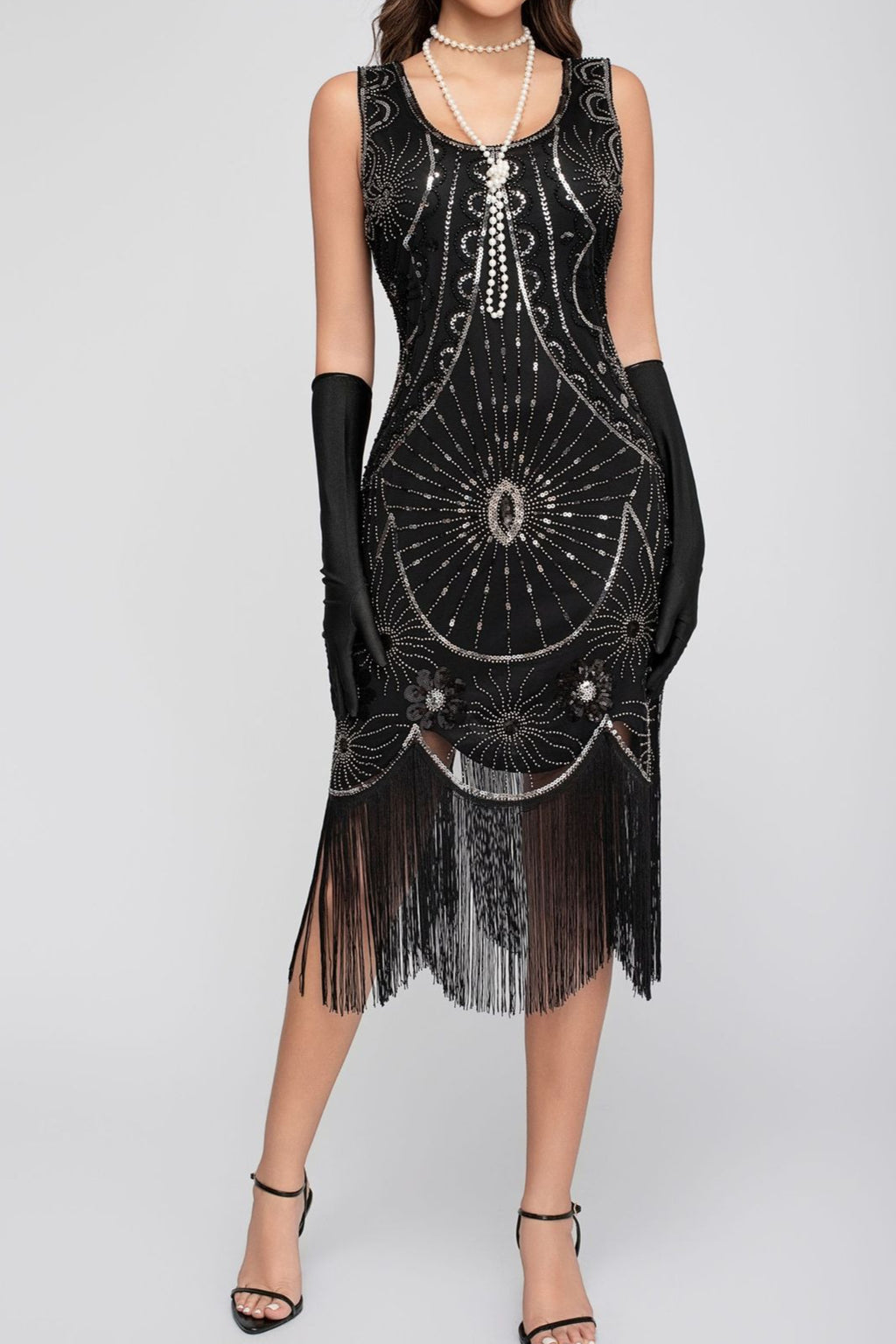 Sequin Beaded Tassel Tank Boho Dress