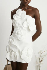 Patchwork Applique Boho Dress White / S