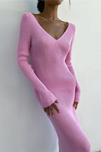 Long Sleeve Ribbed Sweater Dress