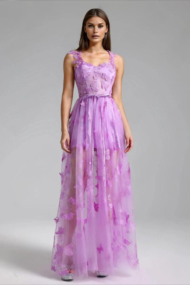 Spaghetti Strap Butterfly Party Dress XS / Purple Main image