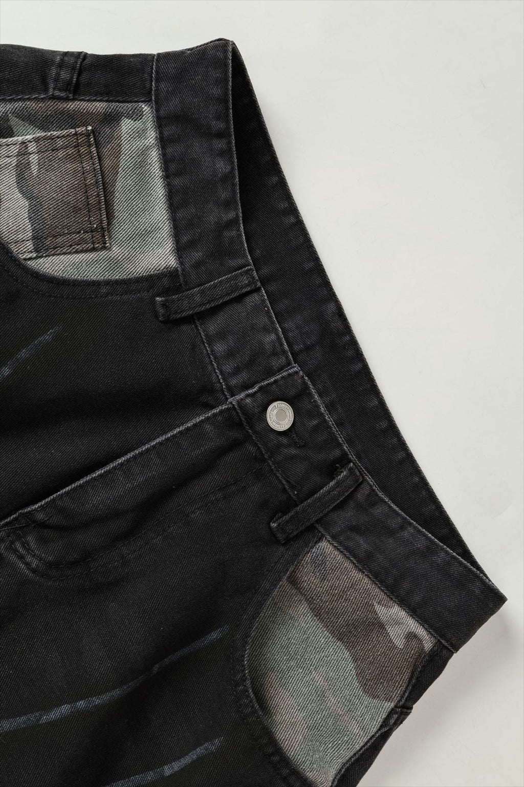 Camo Pocket Curved Wide Leg Jeans