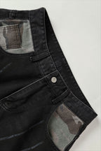 Camo Pocket Curved Wide Leg Jeans