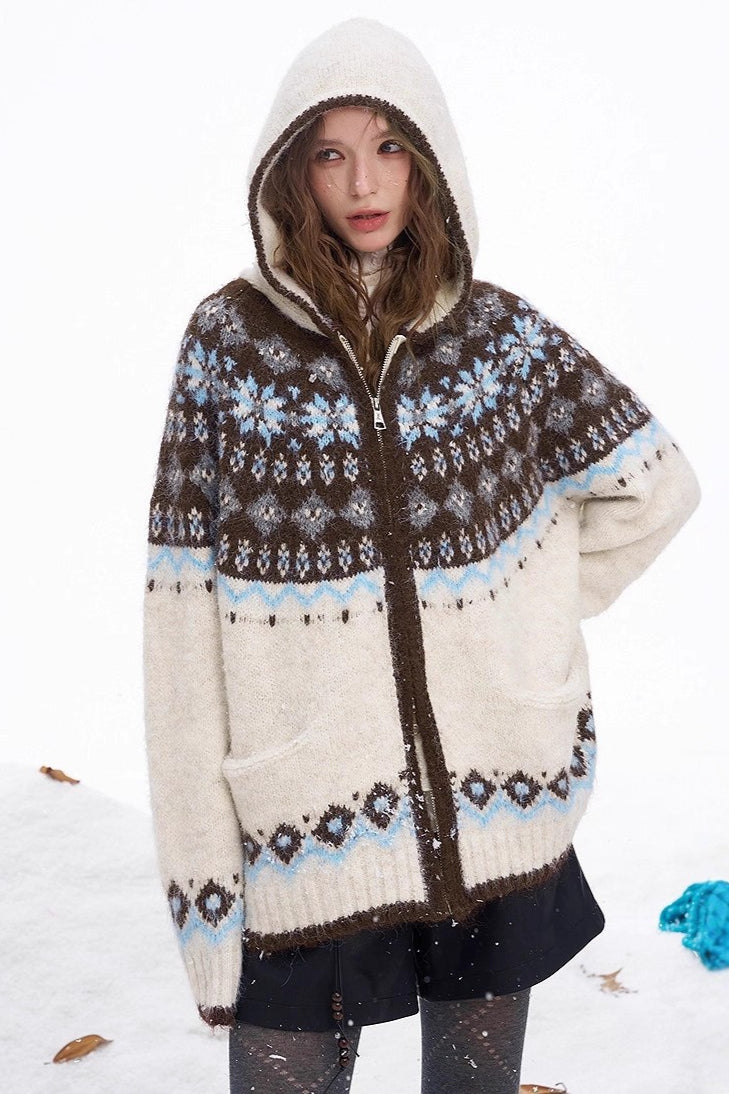 Color Block Chunky Hooded Sweater Secondary image